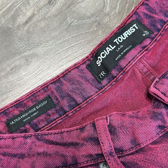 A&F Social Tourist Ultra High Rise Baggy‎ Stretch Pink Jeans Size 28 - Picture 8 of 11
